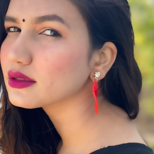 Red Swirl Drop Fashion Earrings (DESIGN 295)