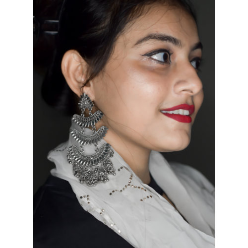 Afgani German Silver Oxidized Jhumki Earrings for Women (DESIGN 110)