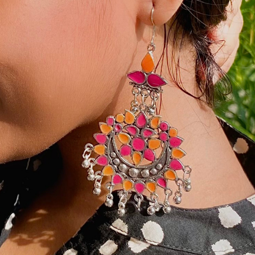 Afgani German Silver Oxidized Jhumki Earrings for Women (DESIGN 193)