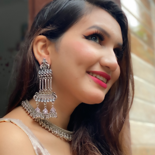Fringe Flair Oxidised Jhumkas (DESIGN 134)
