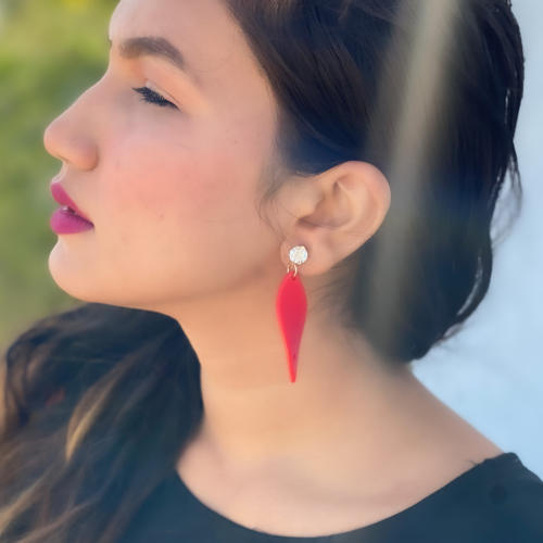 Red Swirl Drop Fashion Earrings (DESIGN 295)