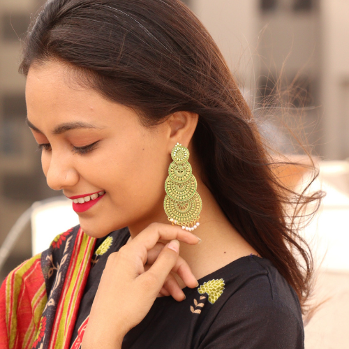 Afgani German Silver Oxidized Jhumki Earrings for Women (DESIGN 382)