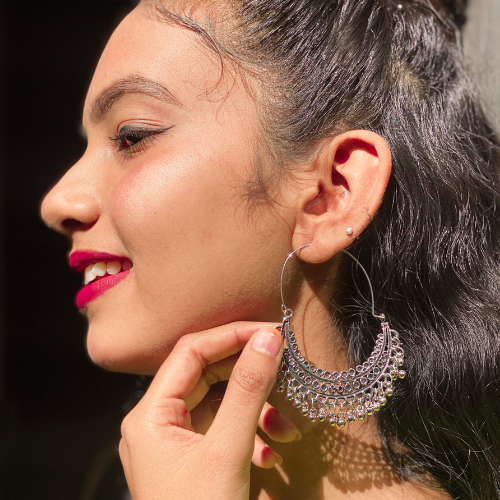 Afgani German Silver Oxidized Jhumki Earrings for Women (DESIGN 251)