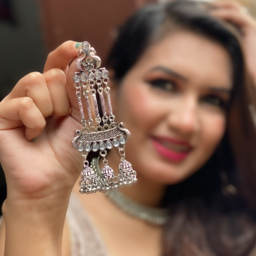 Fringe Flair Oxidised Jhumkas (DESIGN 134)