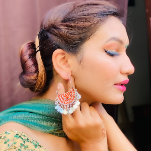 Opulent Orange Oxidised Jhumka  (DESIGN 364)
