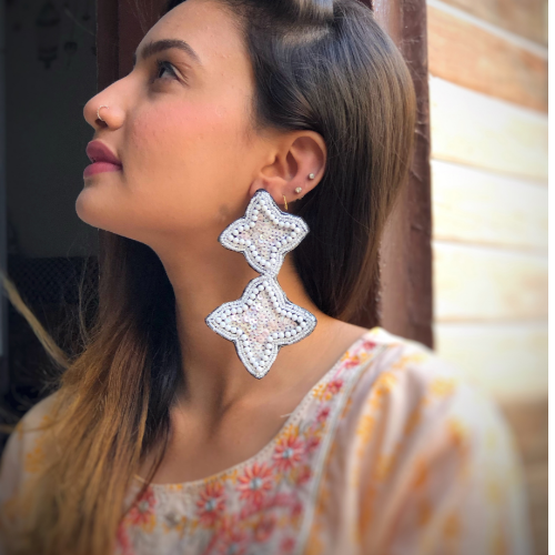 Starred Beads Oxidised Jhumki (DESIGN 418)