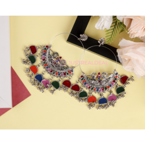 Vibrant Visions Hoop Oxidised Jhumka (DESIGN 479)