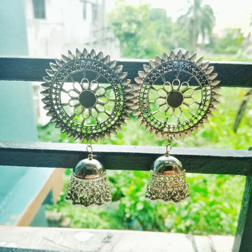 Opulent Grace Oxidised Jhumka (DESIGN 95)