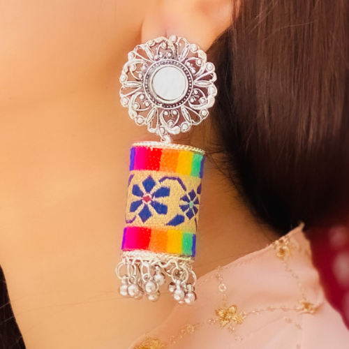Afgani German Silver Oxidized Jhumki Earrings for Women (DESIGN 377)