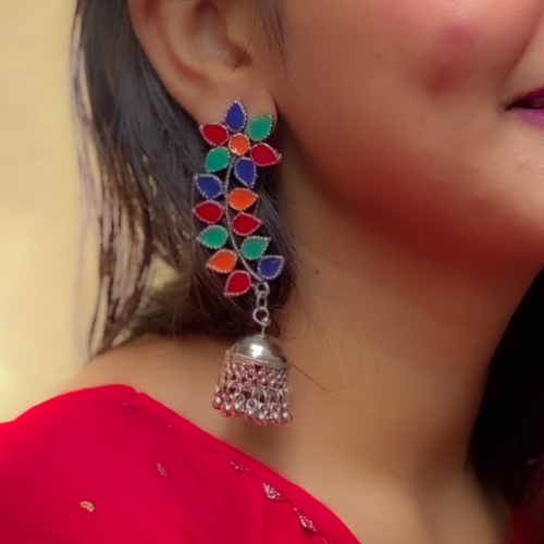 Afgani German Silver Oxidized Jhumki Earrings for Women (DESIGN 213)