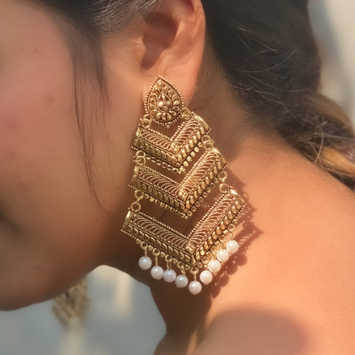 Afgani German Silver Oxidized Jhumki Earrings for Women (DESIGN 230)
