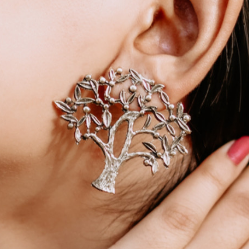 Blooming Grace Oxidised Jhumkis (DESIGN 370)