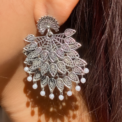 Afgani German Silver Oxidized Jhumki Earrings for Women (DESIGN 233)