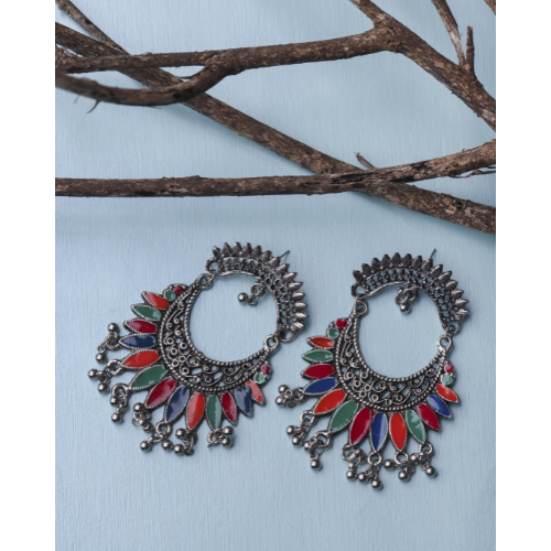 Afgani German Silver Oxidized Jhumki Earrings for Women (DESIGN 209)