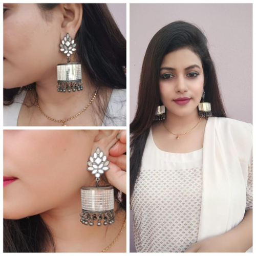 Afgani German Silver Oxidized Jhumki Earrings for Women (DESIGN 476)