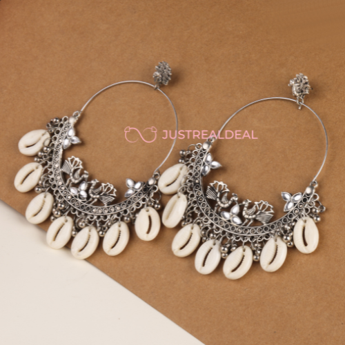 Afgani German Silver Oxidized Jhumki Earrings for Women (DESIGN 570)