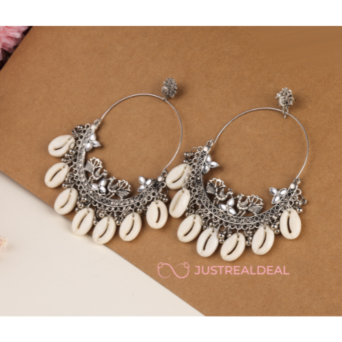 Afgani German Silver Oxidized Jhumki Earrings for Women (DESIGN 570)
