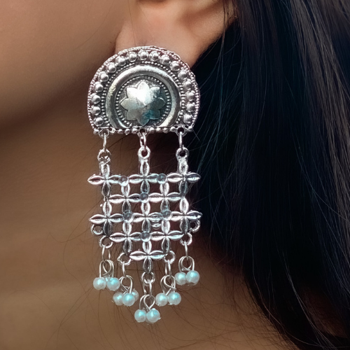Afgani German Silver Oxidized Jhumki Earrings for Women (DESIGN 305)