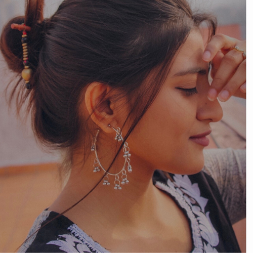 Bohemian Hoops Oxidised Jhumkas (DESIGN 221)