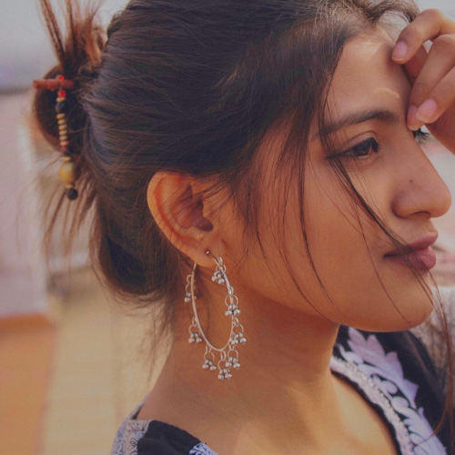 Bohemian Hoops Oxidised Jhumkas (DESIGN 221)
