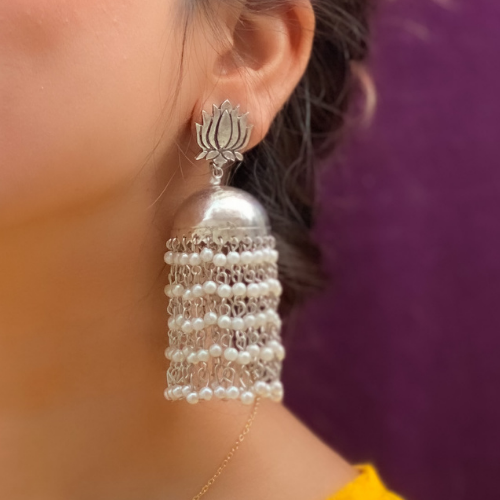 Afgani German Silver Oxidized Jhumki Earrings for Women (DESIGN 323)