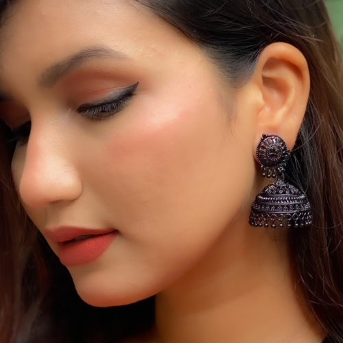 Afgani German Silver Oxidized Jhumki Earrings for Women (DESIGN 207)