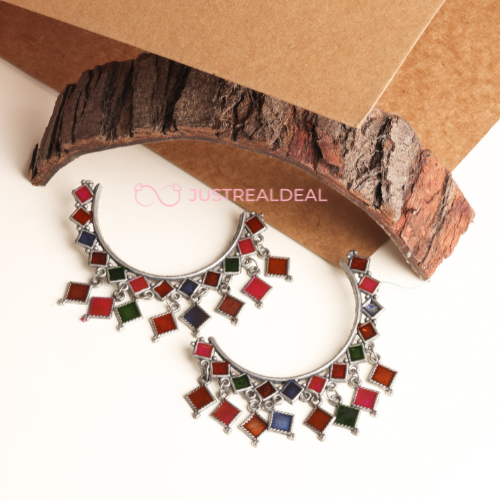Mosaic Arc Oxidised Jhumkis (DESIGN 480)