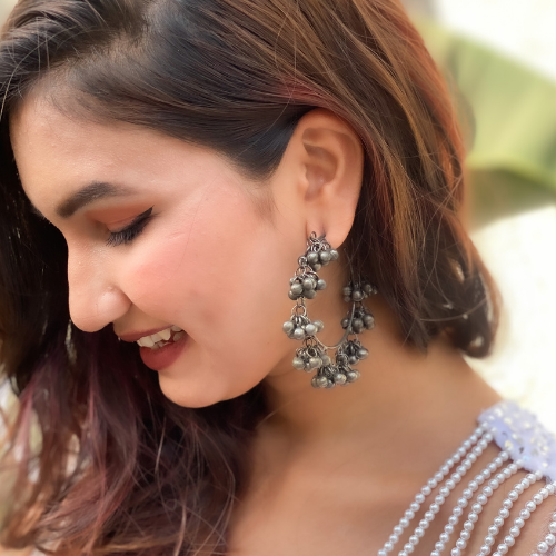 Radiant Herd Oxidized Jhumki Earrings for Women (DESIGN 358)