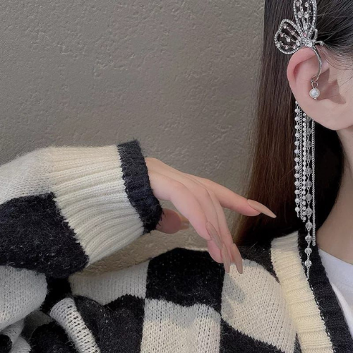 Butterfly Beaded Cuff Fashion Earring (SINGLE PCS ONLY) (DESIGN 12)