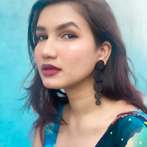 Black Circular Webbed Oxidised Jhumka (DESIGN 306)