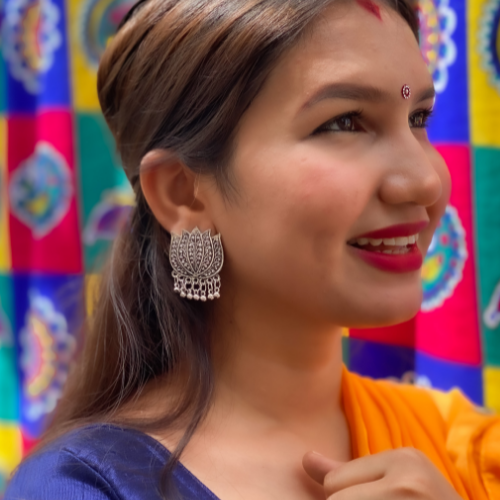 Afgani German Silver Oxidized Jhumki Earrings for Women (DESIGN 40)