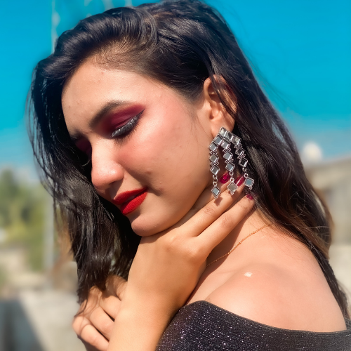 Mirrored Arrow Oxidised Jhumka (DESIGN 274)