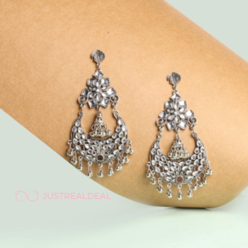 Afgani German Silver Oxidized Jhumki Earrings for Women (DESIGN 571)