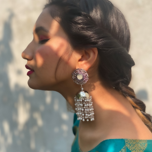 Afgani German Silver Oxidized Jhumki Earrings for Women (DESIGN 241)