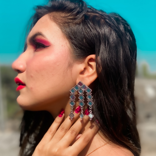 Mirrored Arrow Oxidised Jhumka (DESIGN 274)