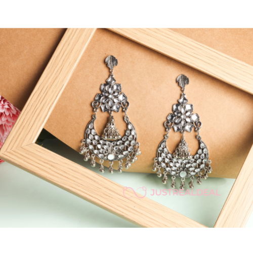 Afgani German Silver Oxidized Jhumki Earrings for Women (DESIGN 571)