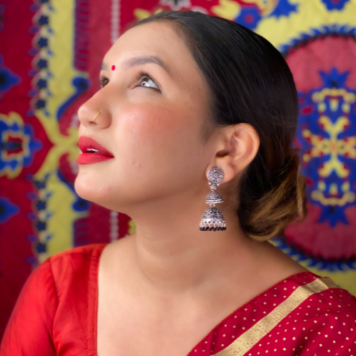 Gilded Garden Oxidised Jhumkis (DESIGN 411)