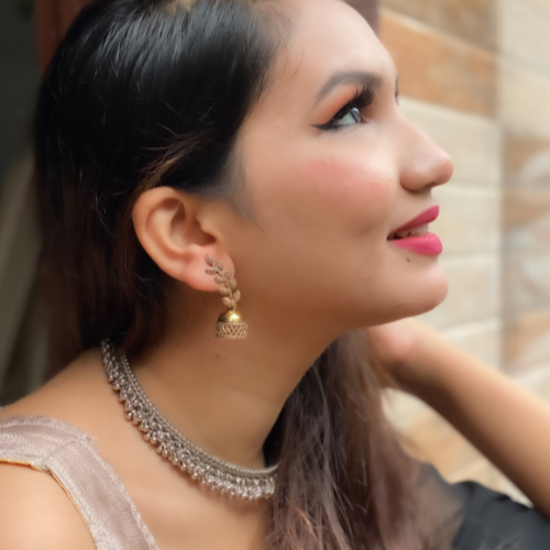 Afgani German Silver Oxidized Jhumki Earrings for Women (DESIGN 188)