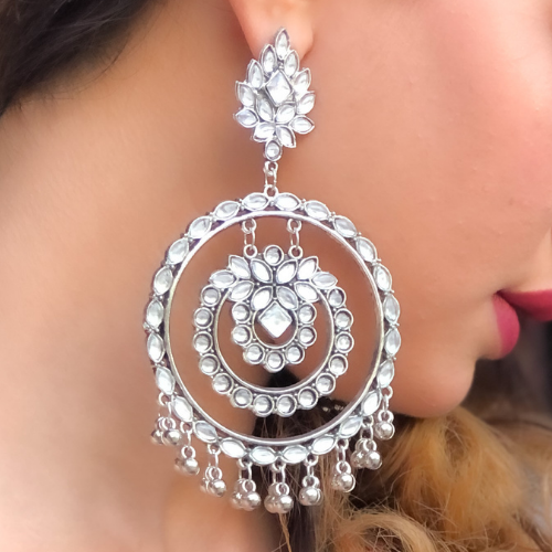 Afgani German Silver Oxidized Jhumki Earrings for Women (DESIGN 159)