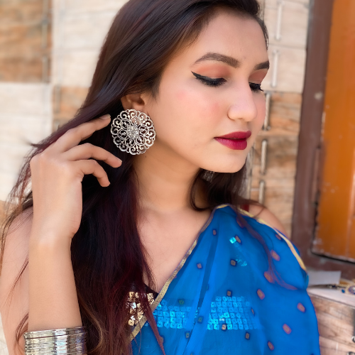 Afgani German Silver Oxidized Jhumki Earrings for Women (DESIGN 335)