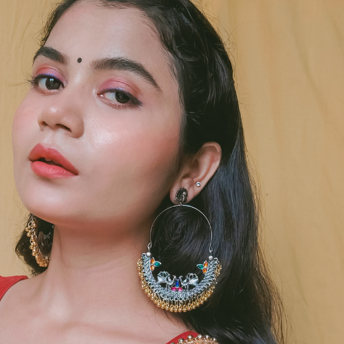 Afgani German Silver Oxidized Jhumki Earrings for Women (DESIGN 146)