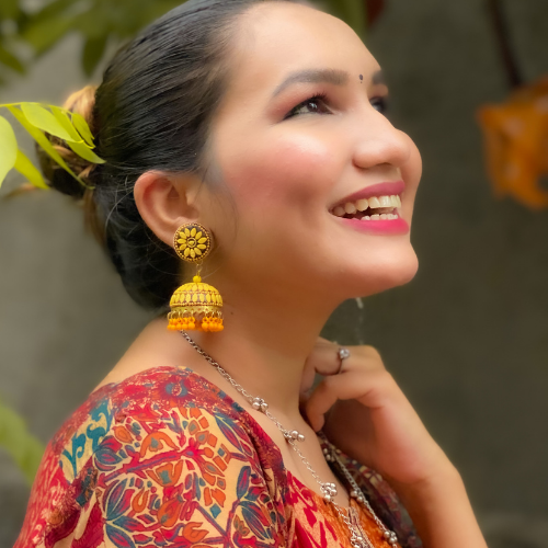 Afgani German Silver Oxidized Jhumki Earrings for Women (DESIGN 77)