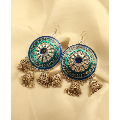 Afgani German Silver Oxidized Jhumki Earrings for Women (DESIGN 123)