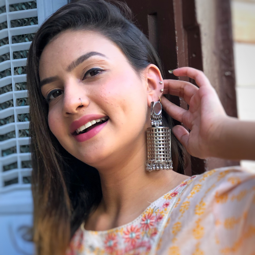Afgani German Silver Oxidized Jhumki Earrings for Women (DESIGN 422)