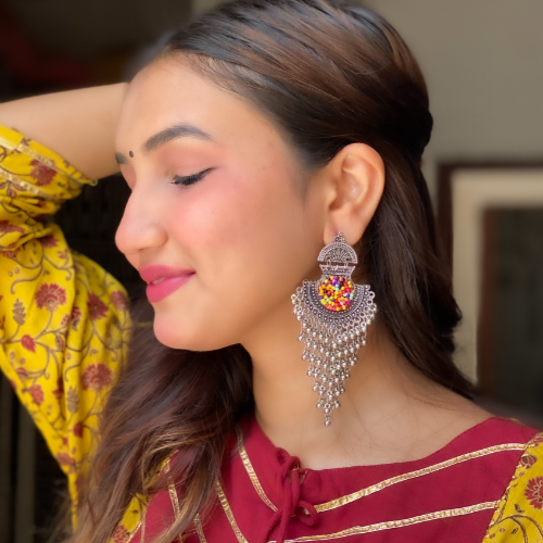 Afgani German Silver Oxidized Jhumki Earrings for Women (DESIGN 393)