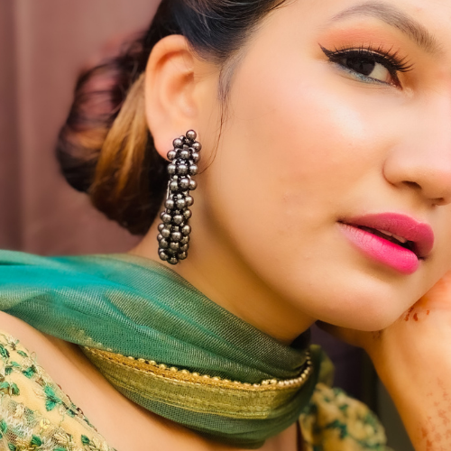 Belled Circlet Hoop Oxidised Jhumkis (DESIGN 368)