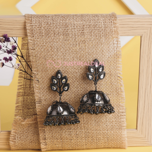 Crystal Ivy Oxidised Jhumkis (DESIGN 483)
