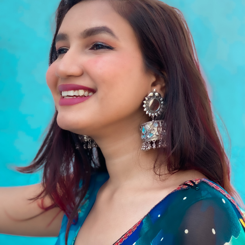 Afgani German Silver Oxidized Jhumki Earrings for Women (DESIGN 309)