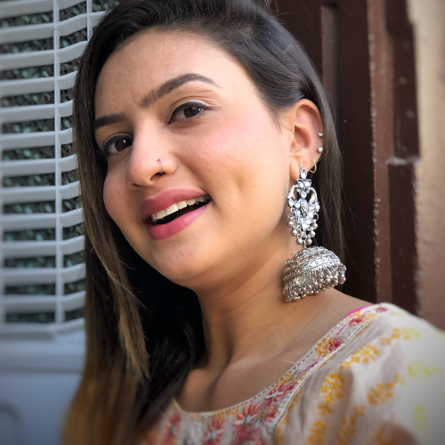 Floral Swirl Oxidised Jhumka (DESIGN 273)