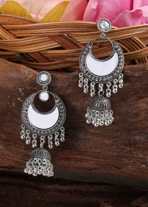 Afgani German Silver Oxidized Jhumki Earrings for Women (DESIGN 1121)